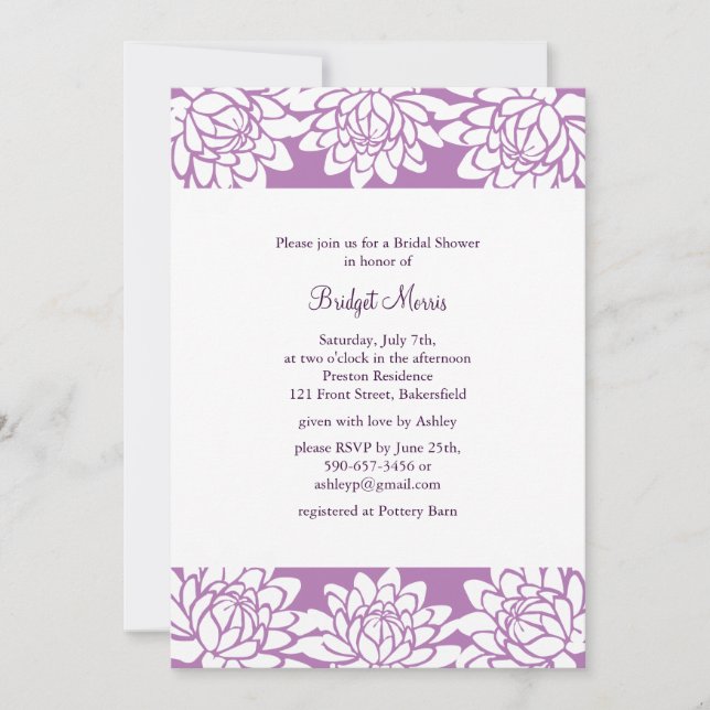 Floral and Modern Bridal Shower Invitation (Front)