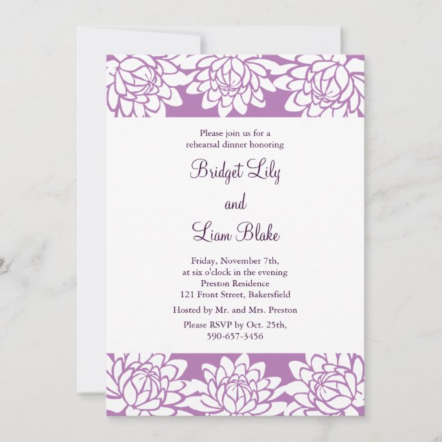 Floral and Modern Rehearsal Dinner Invitation (Front)