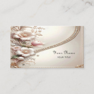 Floral and Pearl Embellishments Business Card