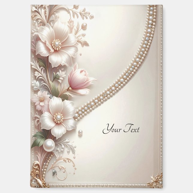 Floral and Pearl Embellishments Magnet (Front)