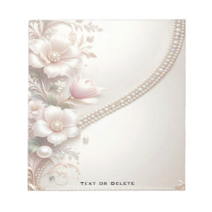 Floral and Pearl Embellishments Notepad