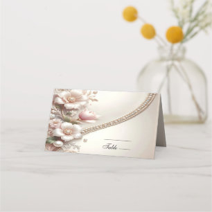 Floral and Pearl Embellishments Place Card