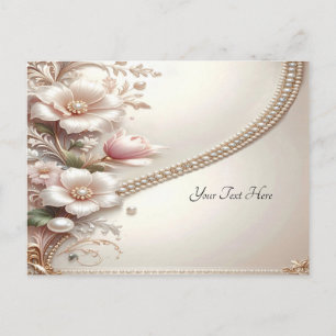 Floral and Pearl Embellishments Postcard