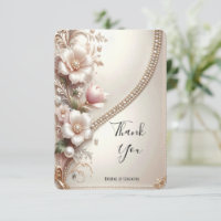 Floral and Pearl Embellishments Thank You Card