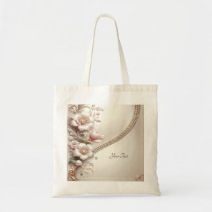 Floral and Pearl Embellishments Tote Bag