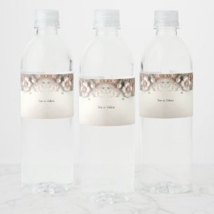 Floral and Pearl Embellishments Water Bottle Label
