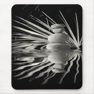 Floral and pebbles mouse pad