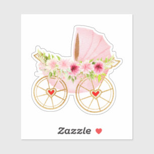 Floral and pink baby stroller