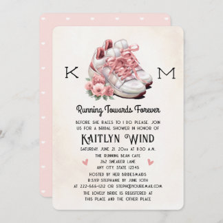 Floral and Sneakers Runner Themed Bridal Shower Invitation