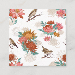 Floral And Sparrow Square Business Card