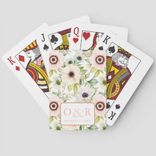 Floral Anemone Monogram Wedding Game Playing Cards