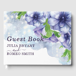 Floral Anemone Purple Wedding Guest Book