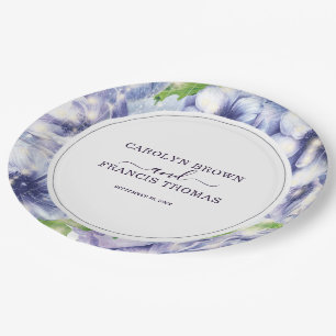 Floral Anemone Purple Wedding Personalised Paper Plate