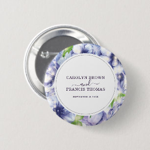 Floral Anemone Purple Wedding Personalized 6 Cm Round Badge