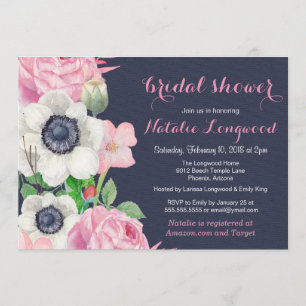 Floral Anemone Watercolor Baby or Bridal Shower Invitation