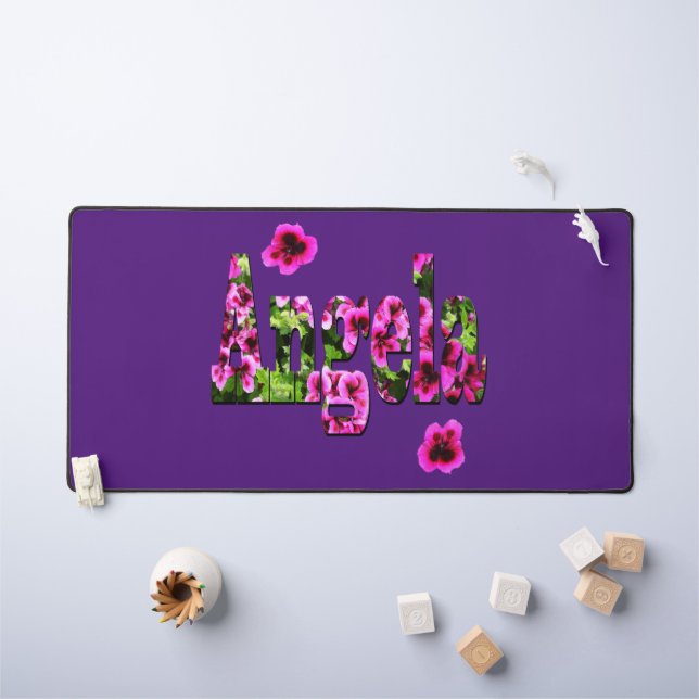 Floral Angela Name, Desk Mat (Kids Table)