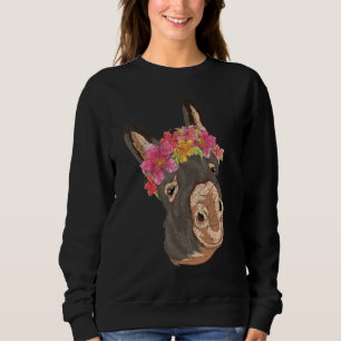 Floral Animal Flower Farm Animal Farmer Donkey Sweatshirt