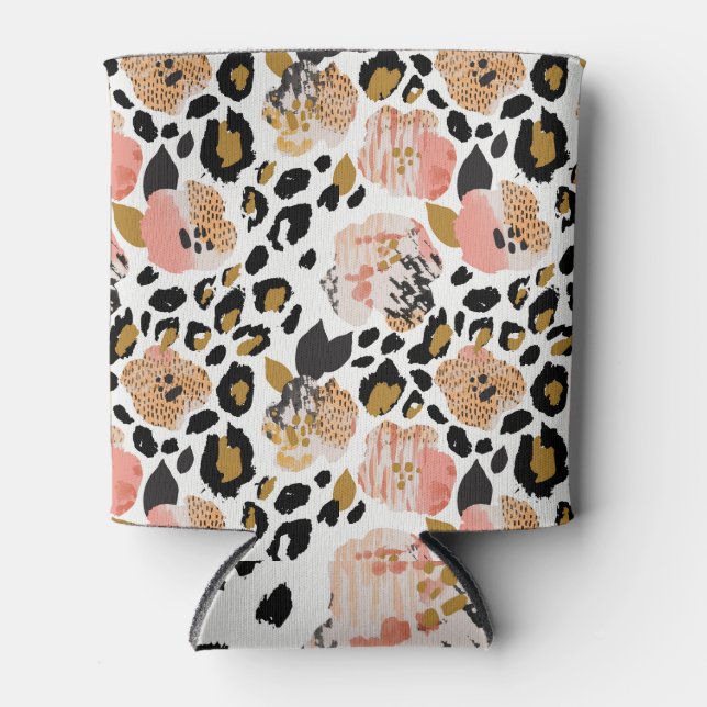 Floral, animal print, seamless pattern. can cooler (Front)