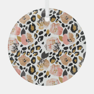 Floral, animal print, seamless pattern. glass tree decoration