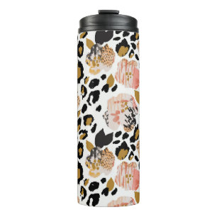 Floral, animal print, seamless pattern. thermal tumbler