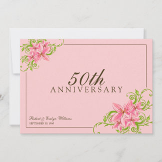 Floral Anniversary Party Custom Invitation (pink)