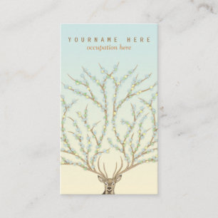 Floral antlers deer head woods god illustration business card