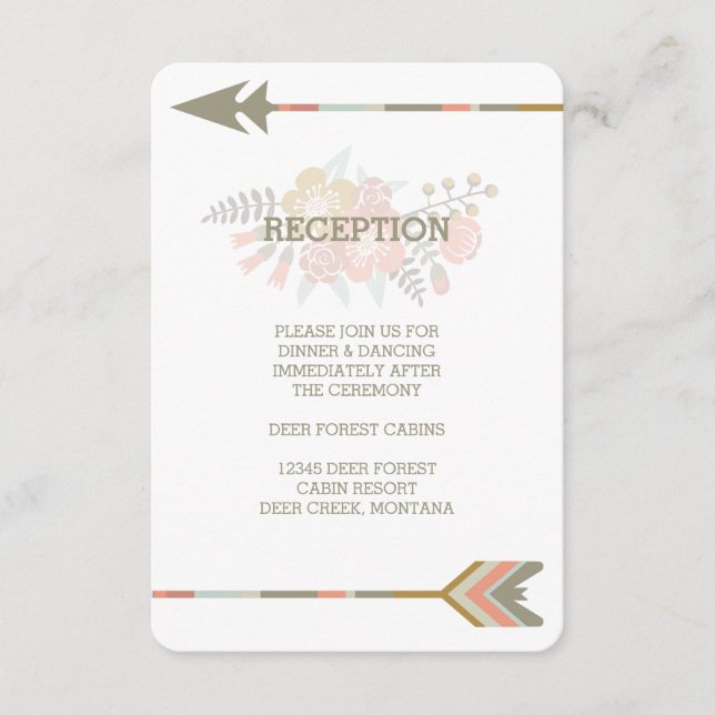 FLORAL ANTLERS | RUSTIC WEDDING RECEPTION INVITE (Front)