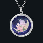 *~* Floral AP40 Moon Crystals Mystic OMBRE Glitter Silver Plated Necklace<br><div class="desc">(search AP40 for similar products) NECKLACE - Luna Celestial Deep Navy Blue background with Silver Stars. * Energetically Enhanced Magical Lunar Luna Moon Crystals Celestial Cosmic Boho Rainbow Unicorns colours HOLO OMBRE with sparkle STARS glitter NAVY BLUE night sky background. This Mystical creation is a Soothing Peaceful Calming Psychic Medium...</div>
