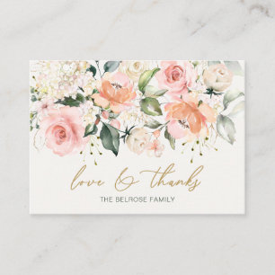 Floral Apricot Pink Roses Baby Shower Thank You Enclosure Card