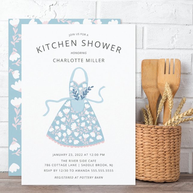  Floral Apron Kitchen Bridal Shower Invitation (Creator Uploaded)