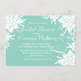 Floral Aqua Bridal Shower Invitation