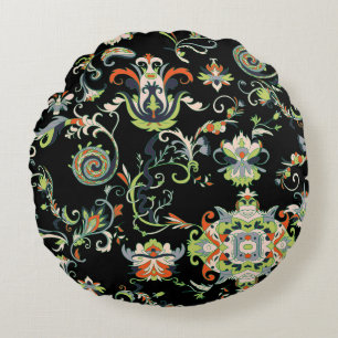 Floral Arabic Ornament: Seamless Traditional Round Cushion