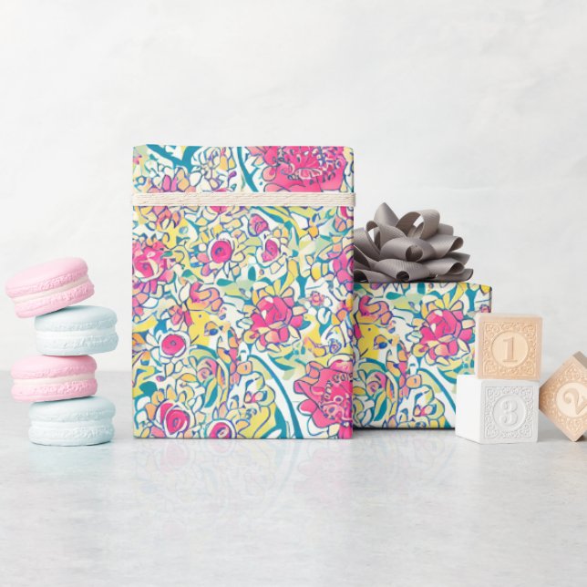 Floral Arabic Pattern Wrapping Paper (Baby Shower)