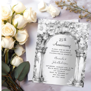 Floral arch 25th wedding anniversary invitation