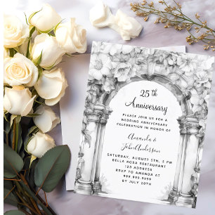 Floral arch 25th wedding anniversary invitation