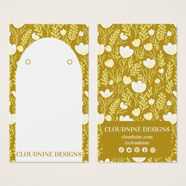 Floral Arch Earring Mustard Jewellery Display Card (Front & Back)