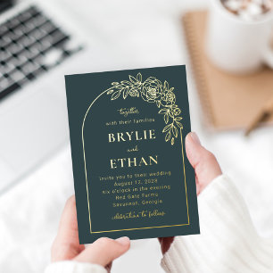 Floral Arch FOIL Photo Wedding Invitation