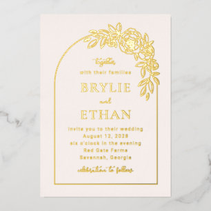 Floral Arch FOIL Photo Wedding Invitation