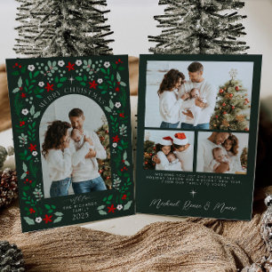 Floral Arch Merry Christmas Photo Holiday Card