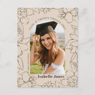 Floral Arch Tan Photo Graduation Announcement