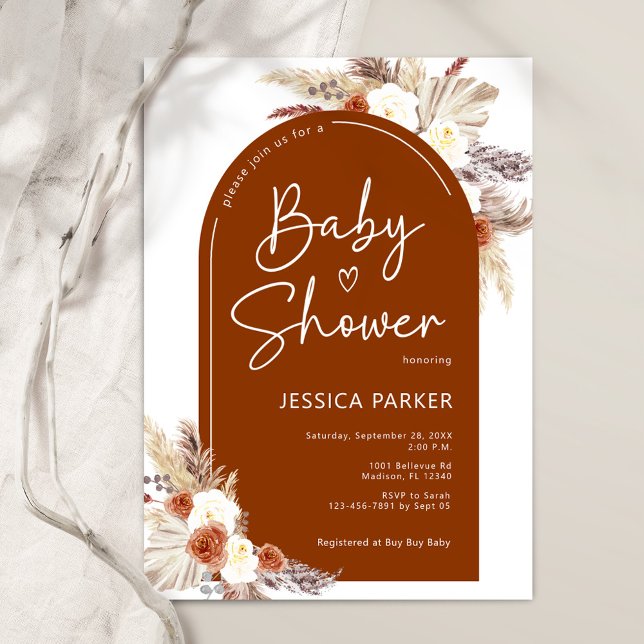 Floral Arch Terracotta Boho Baby Shower Invitation (Creator Uploaded)