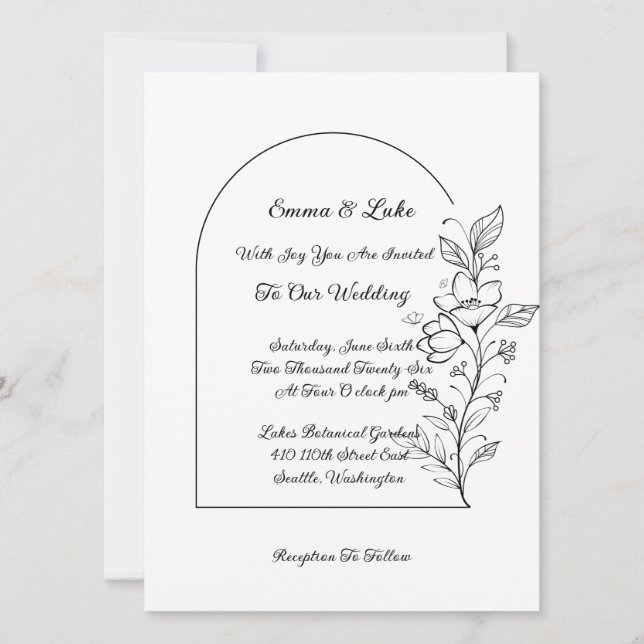 Floral Arch Wedding Invitation (Front)