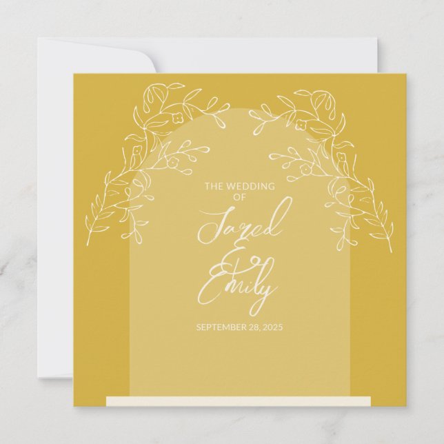 Floral Arch Wedding Invitation QR Code  (Front)