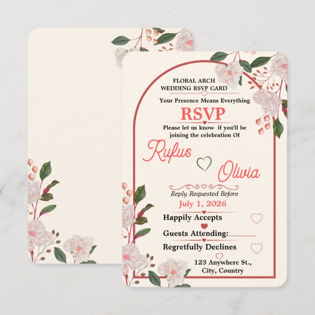 Floral Arch Wedding RSVP Invitation (Front/Back)