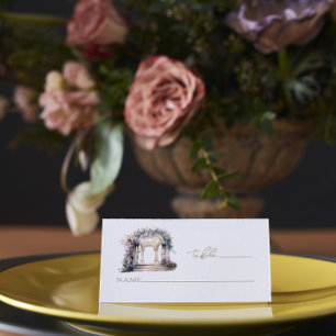Floral Arch Wedding Watercolor Place Card