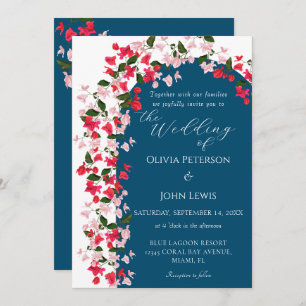 Floral Arch with Bougainvillea wedding Invitation
