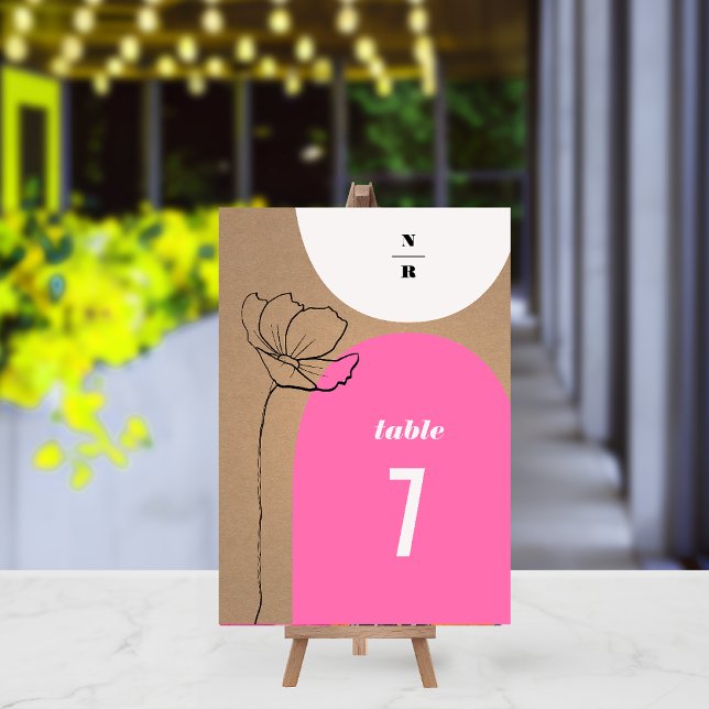 Floral Arches Pink Monogram Wedding Table Number (Creator Uploaded)