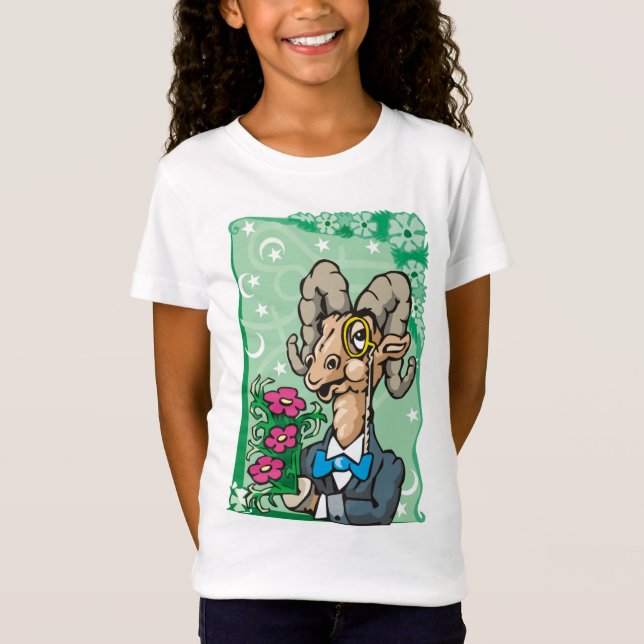 Floral Aries with Monocle and Bow tie T-Shirt (Front)