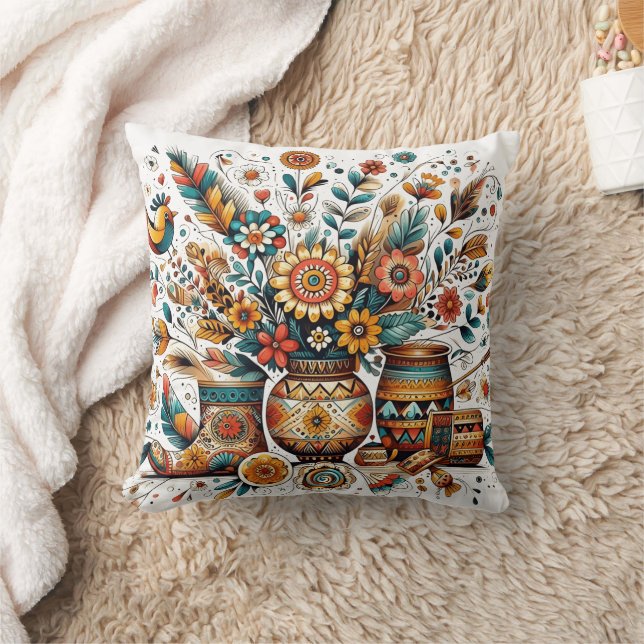 Floral arrangement in decorative pottery cushion (Blanket)