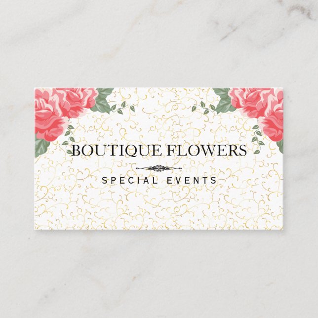 Floral Arrangement | Ornate Pattern Business Card (Front)